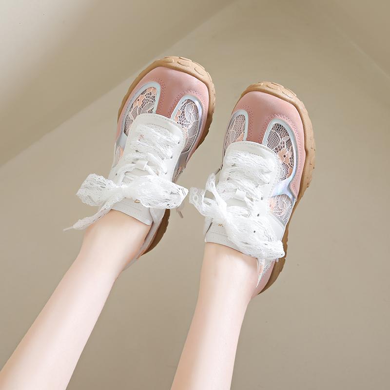 Fashion CRLAYDK Sneakers for Women Lace Patchwork Tennis Fashion Summer Shoes Mesh Breathable Casual Outdoor Walking Sports Trainers