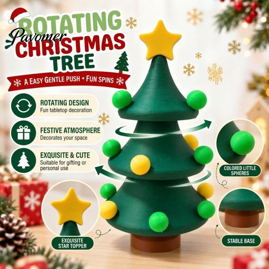 Mini Tabletop Tree 3D Printed Dancing Christmas Tree, Rotating Twisted Desk Toy Toy, Decoration, Xmas Gift Twist Figurine
