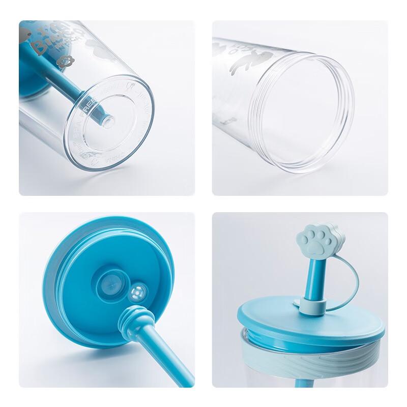 FUGUANG Kids Portable Glass Water Bottle with Straw