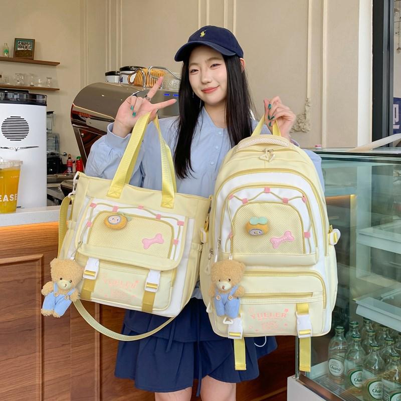 Schoolbag Japanese new cute little fresh girl make-up bag junior high school student college wind dopamine contrasting backpack