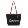 New Letter Tassel Canvas Bag Women's Versatile Largecapacity Simple Commuter Student Shoulder Tote Bag