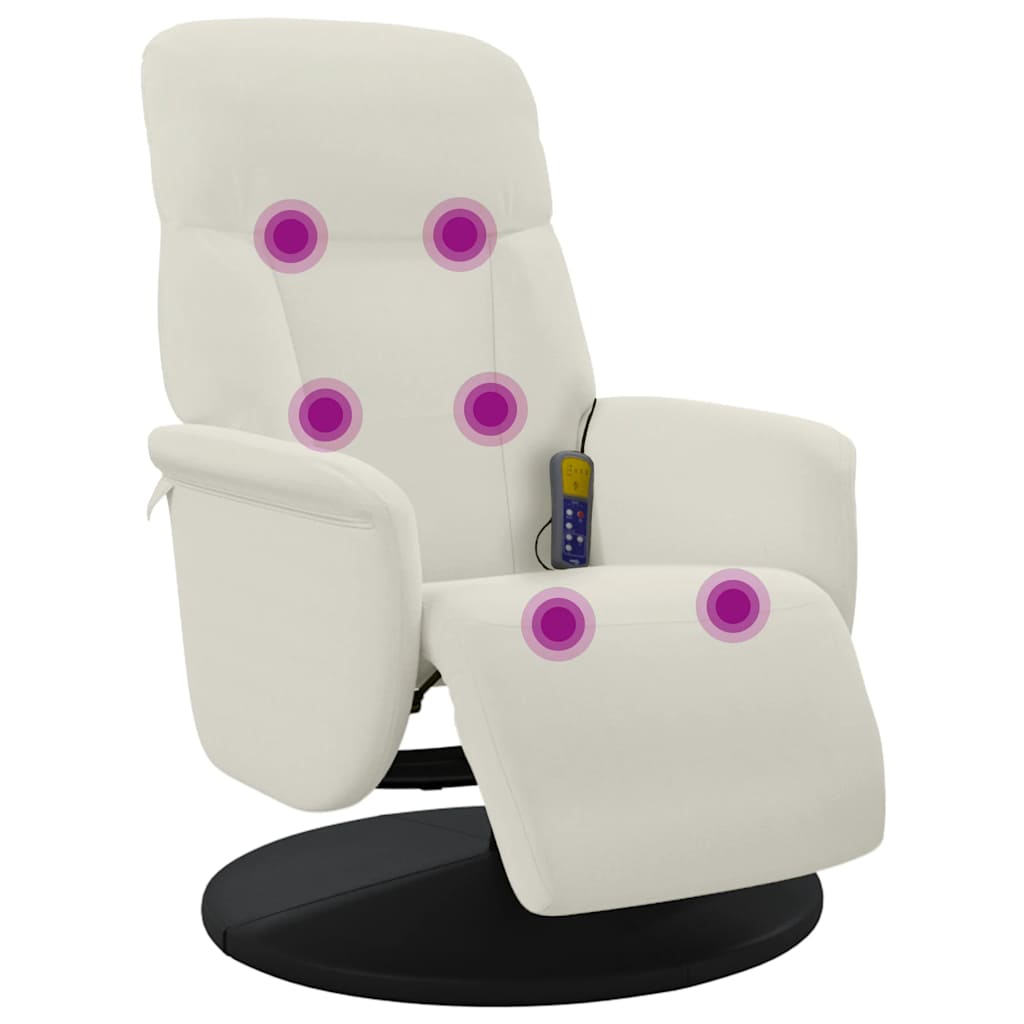 Massage Chair with Footrest Cream Velvet