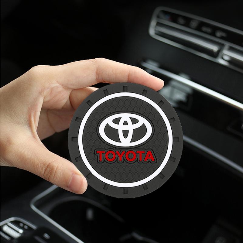 1/2PCS Car Coasters Water Cup Slots Non-Slip Mat Waterproof Cup Pad For Toyota Corolla Camry Hilux Rav4 Car Accessories
