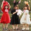 Costume da Coniglio per Bambini Festa Esibizione sul Palco Outfit da Coniglietto Rosso Bianco Nero 3-8 Anni