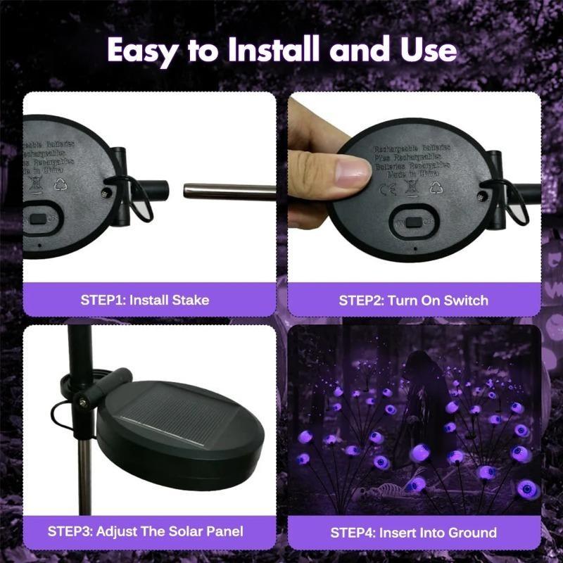 6/8 LED Spooky Eyeball Design with Glowing Green Lights Garden Halloween Decor for Lawn, Patio Outdoor Waterproof Red Lights