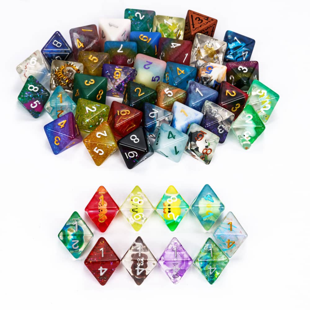 Bulk 10Pcs/Set DND Dice Random Color D4 D6 D8 D10 D% D12 D20 Resin Polyhedral Dice Set for D&D Role Playing Board Games TRPG