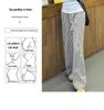 Petite High-Waisted Black & White Striped Wide-Leg Drawstring Pants