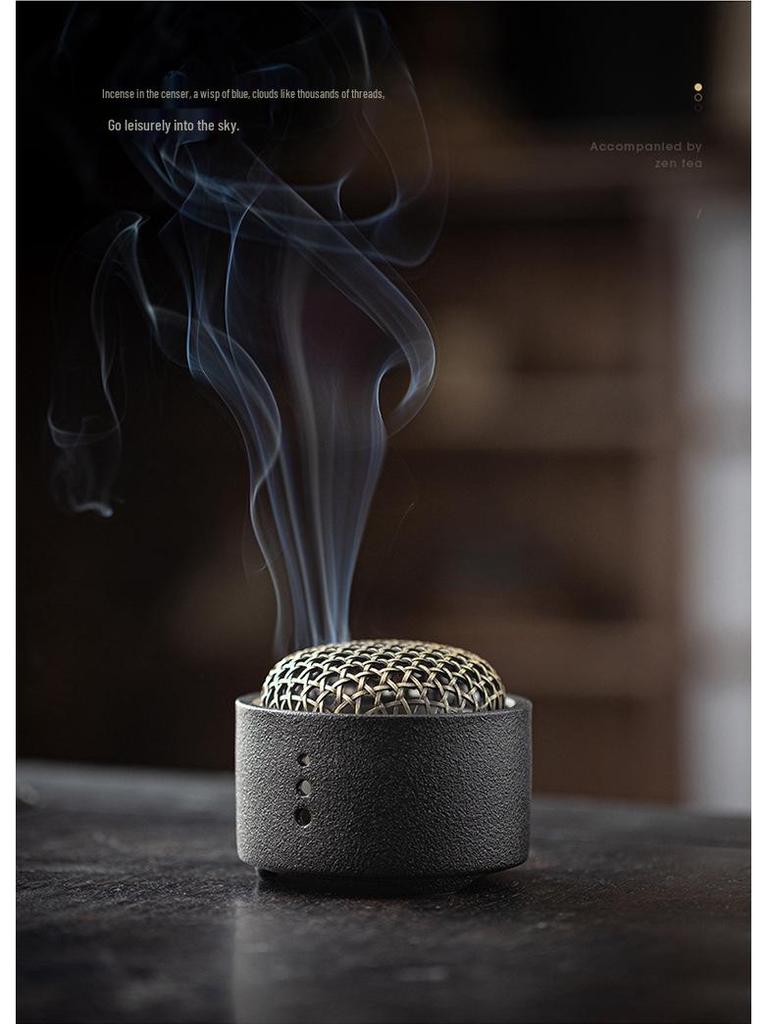 Ceramic Incense Burner for Coils & Sticks, Home Aroma Diffuser, Sandalwood & Agarwood Ornament.