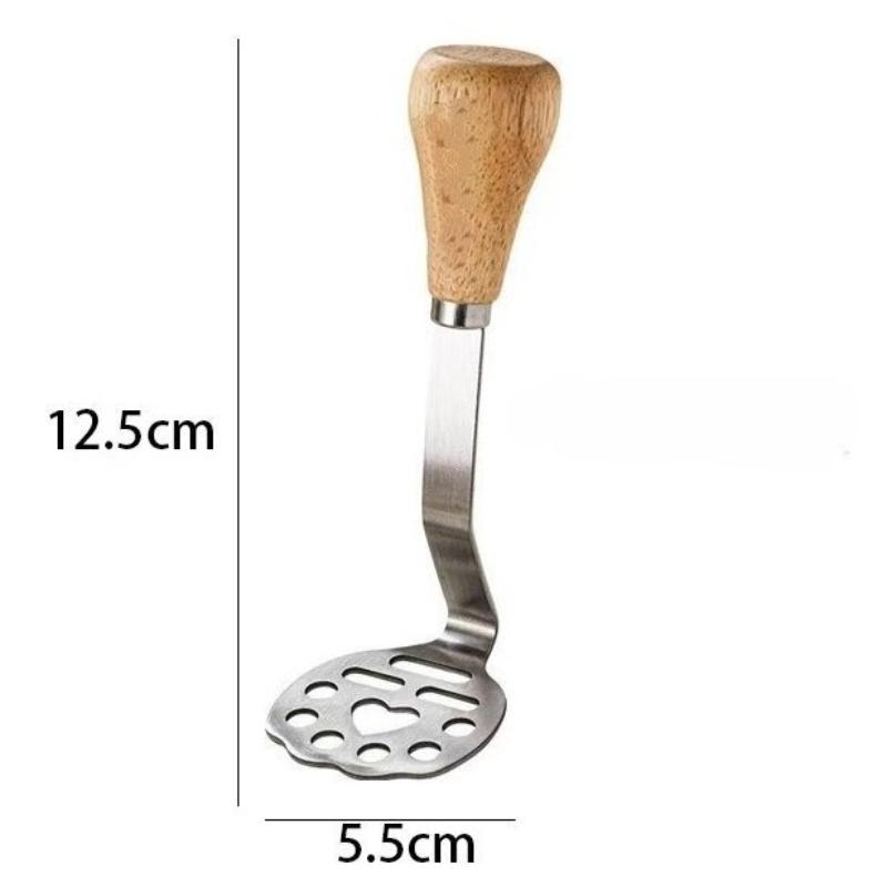 Edelstahl Kartoffelstampfer Krallenmuster Holzgriff Manuell Obst Gemüse Stampfer Küchenzubehör