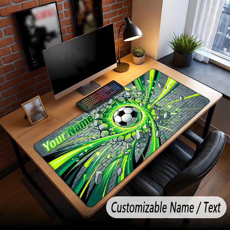 Soccer Theme Custom Mouse Pad Personalized With Name Text Customized Desk Mat For Office Home Decor