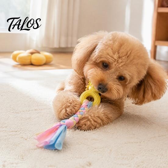 Natural Rubber Pet Play Toys Spiky Dog Chew Toy with Cotton Rope, Molar Stick Toy, Interactive Tough for Aggressive Chewers Small Medium Dogs