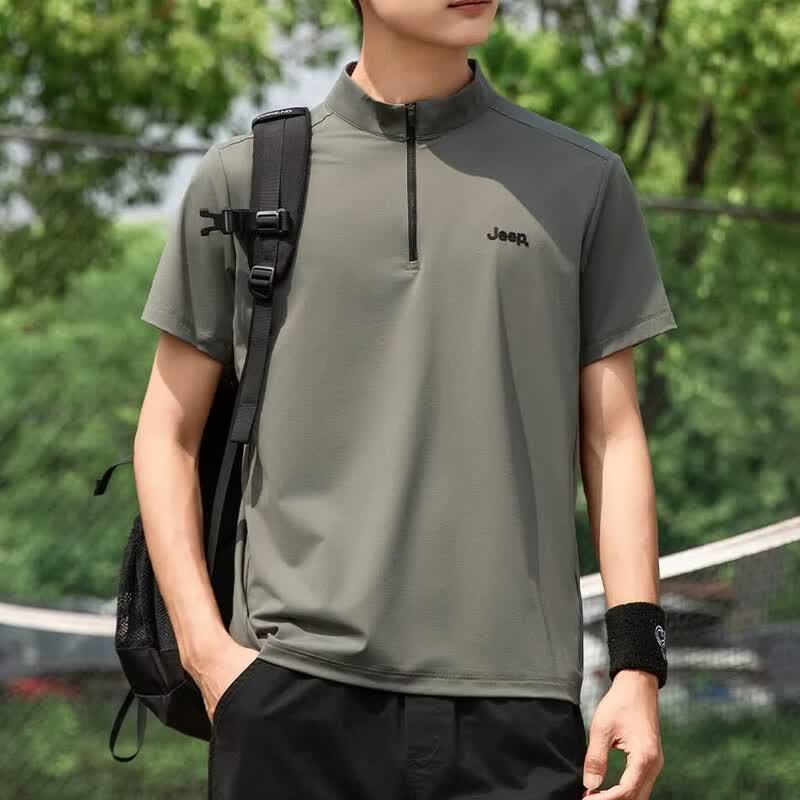 JEEP Men s Summer Lightweight Zipper Polo Shirt XXL