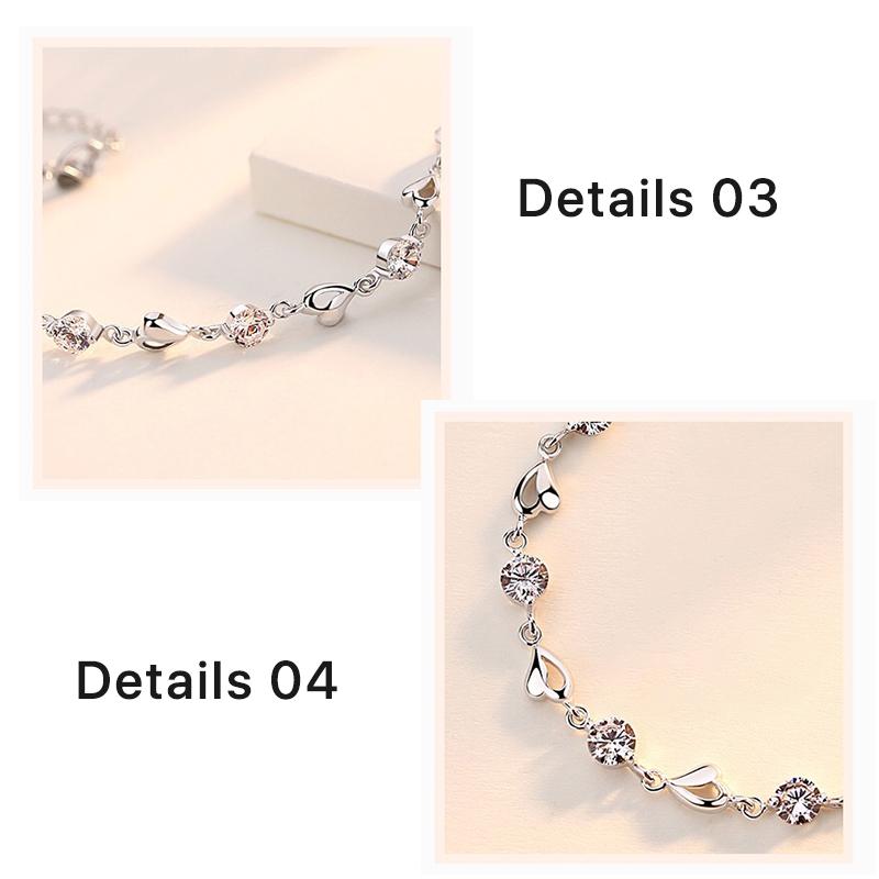 Fashion Crystal Silver Plated Heart Bracelet Zircon Diamond Adjustable Bracelet Jewelry Gift for Women
