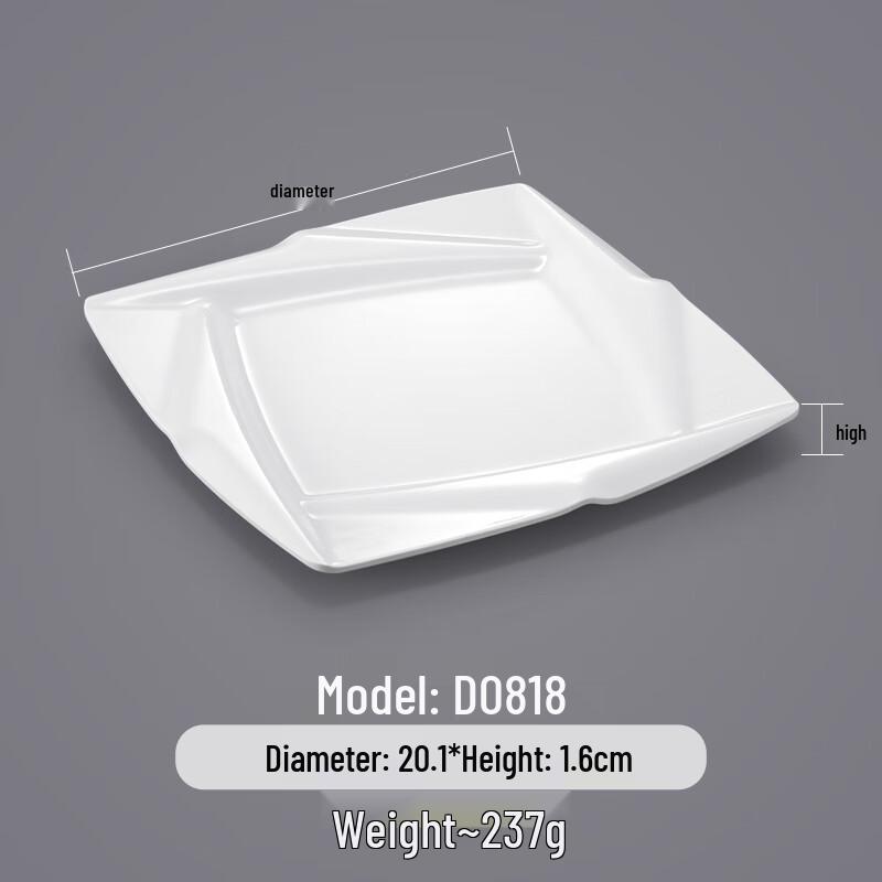 

White Square Melamine Dinner Plate
