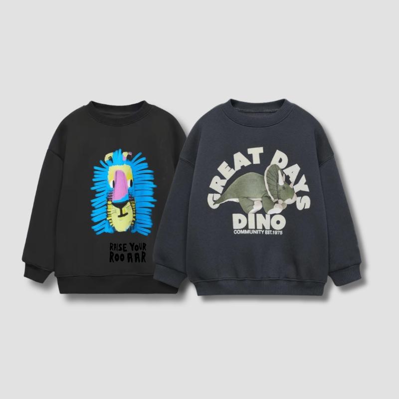 2025 New Print Animals Children's Sweatshirt Tops Long Sleeve Crewneck Kids Clothes Hoodie Loose Fashion Boy's Autumn Clothing