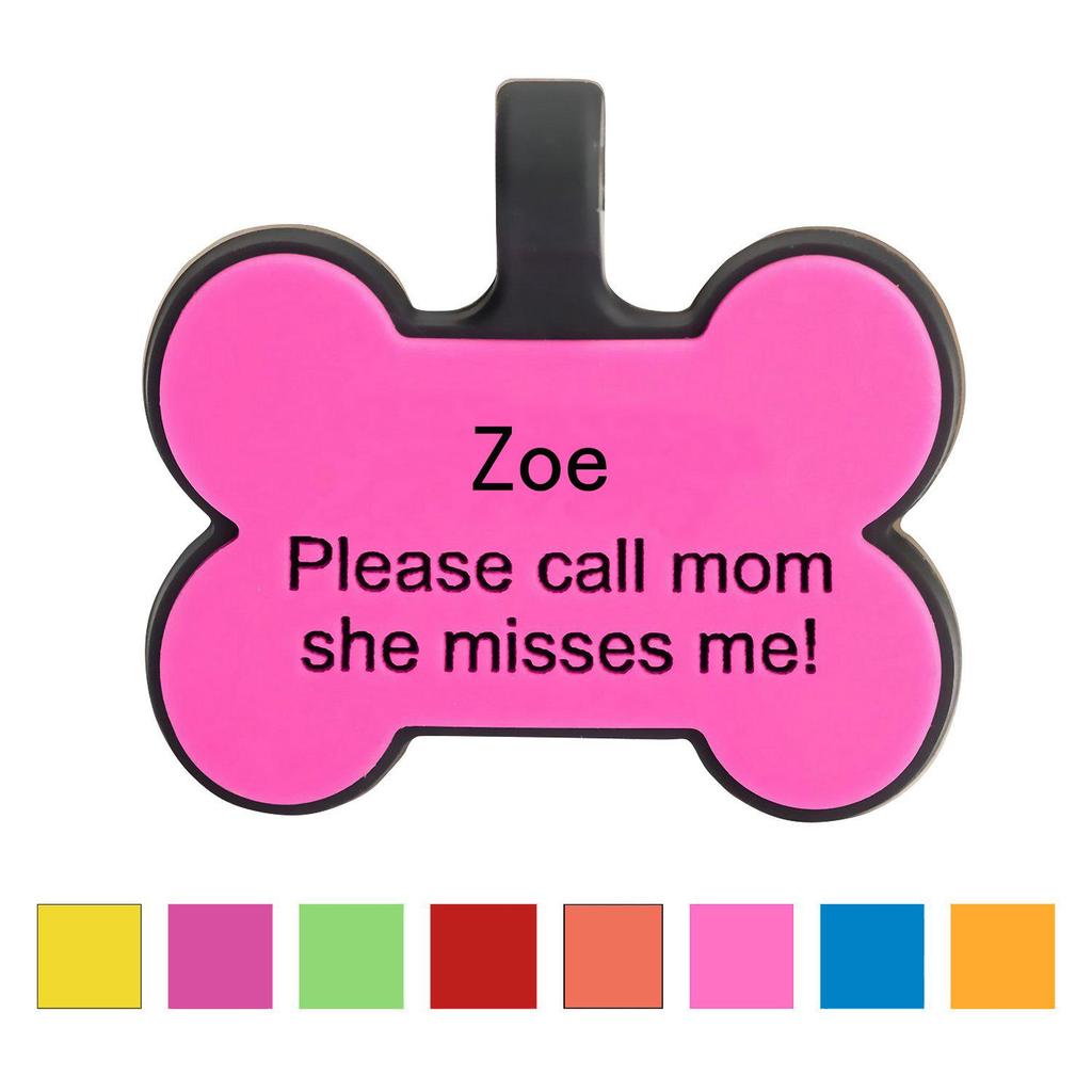 Silicone Bone-Shaped Dog Tag & Military-Style Pendant for Pet Engraving