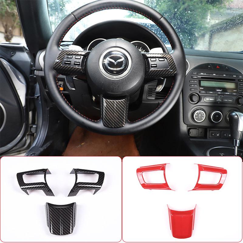 For Mazda MX-5 NC 2009-2014 ABS Carbon Fiber Car Steering Wheel Button Decorative Frame Sticker Car Interior Accessories