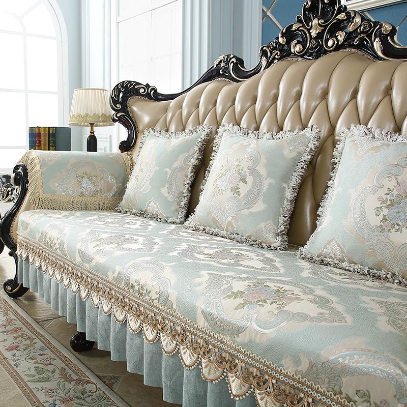 

Европейская подушка для дивана Универсальная нескользящая подушка для сиденья Роскошный Новый чехол-полотенце для спинки Чехол для дивана 90*90cm морская волна