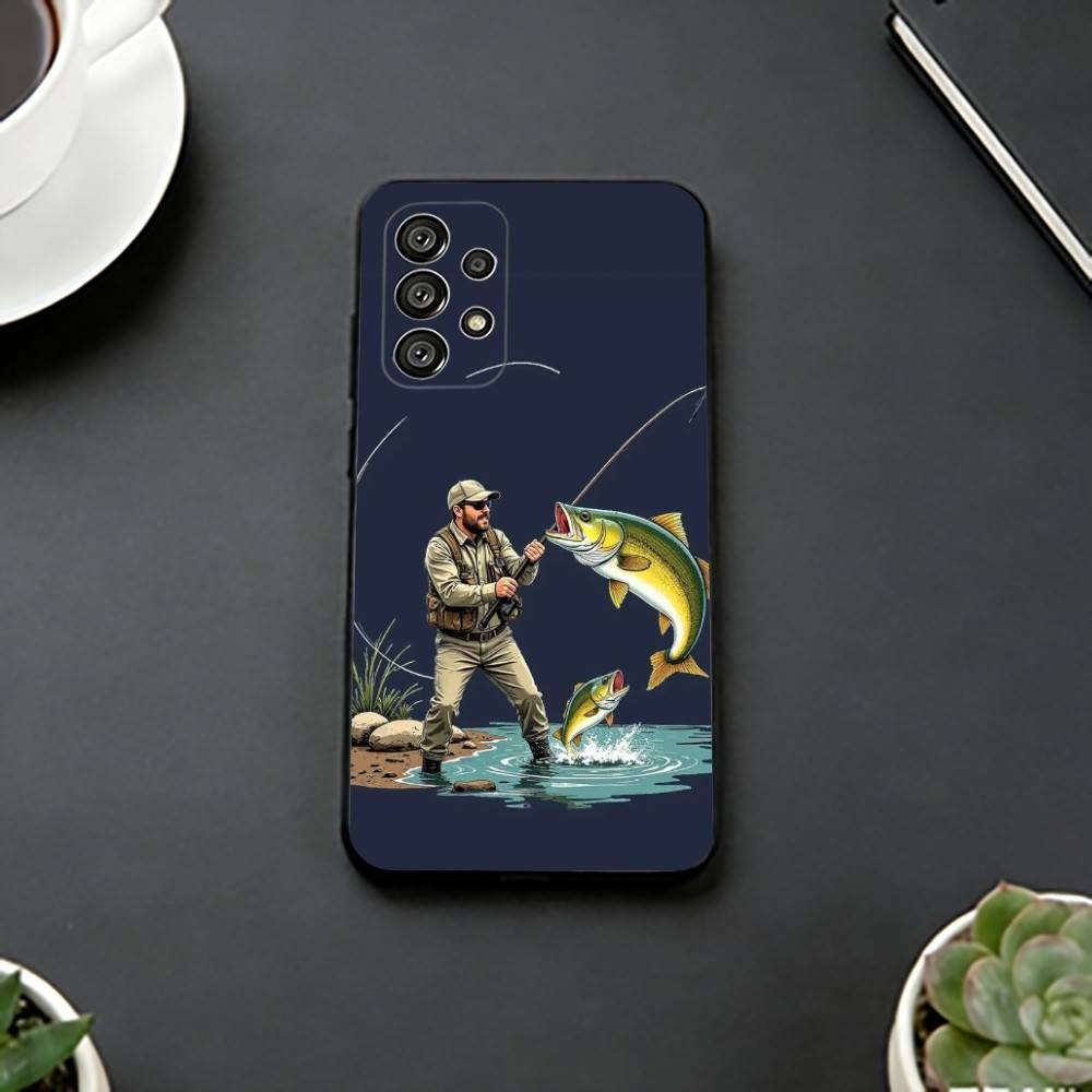 Carp Fish Fishing R-Rod Phone Case For Samsung S25,S24,S21,S22,S23,S30,Ultra,S20,Plus,Fe,Soft Silicone Black Cover