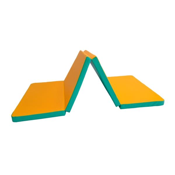 Gymnastic Mat Gamma 200x100x8 Four-part - Green/yellow