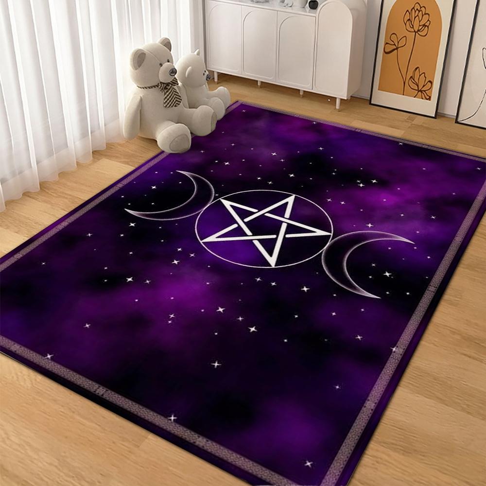 Dark Baphomet Grimoire Pentagram Patterned Rug Durable Stainresistant Easyclean Carpet For Bathroom Kitchen Home Decor Valentine'S Day Gift