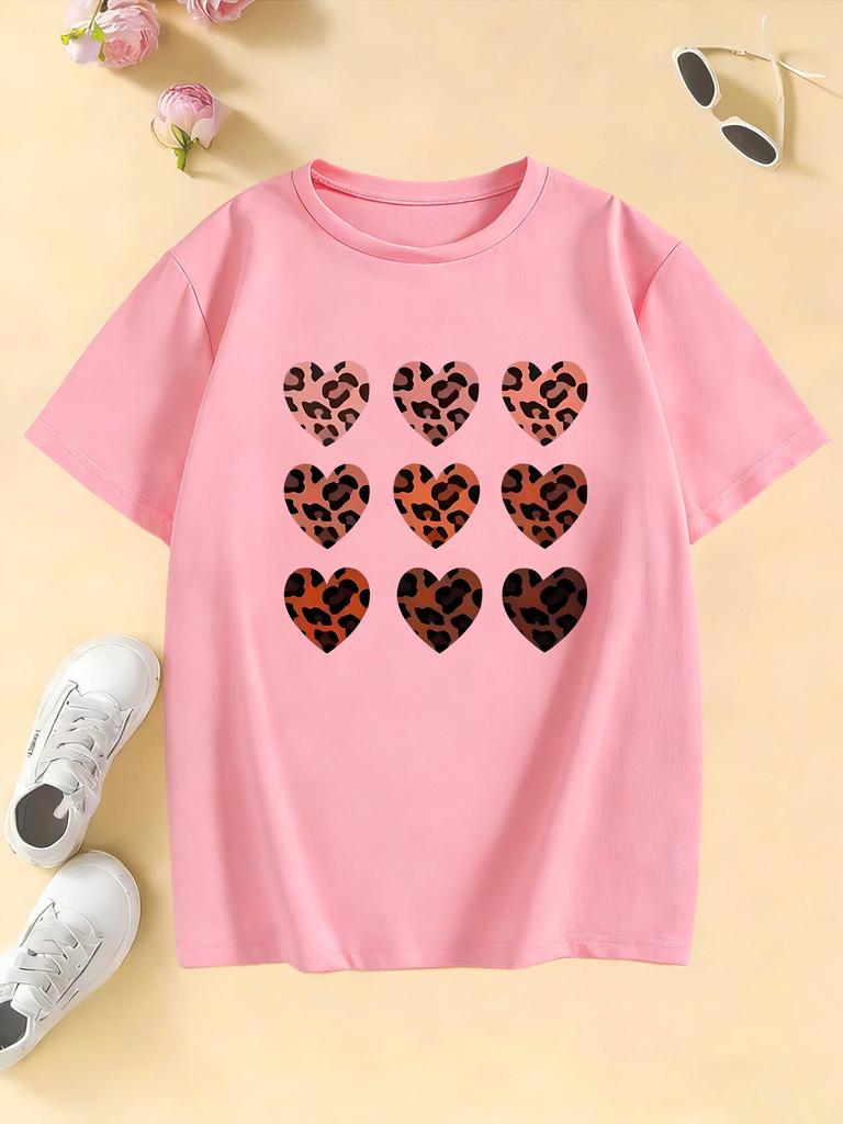 Y2k Love Heart Fashion T Shirts Graphic Short Sleeve Oneck Kids Childrens Tshirt Girls Summer Spring Casual Top Tee Shirt
