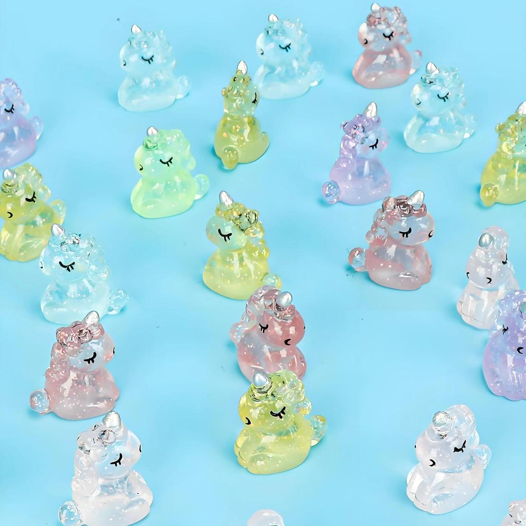 10 / 20pcs Cute Mini Resin Unicorn Figurines Miniature Glitter Unicorn Tiny Animals Figures Ornament Ideal for DO-IT-YOURSELF Fairy Garden