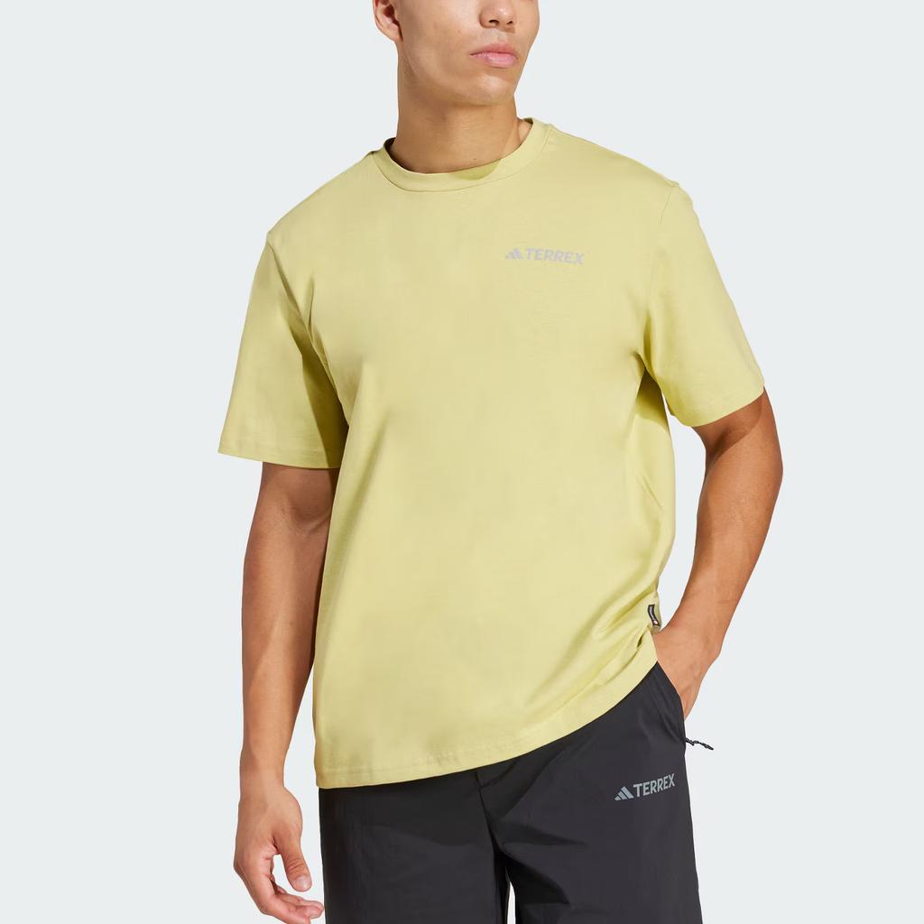 Adidas Terrex Polygiene Graphic Loose Fit Crew Neck Short Sleeve T-Shirt Men Tops Light-Gold JI8329
