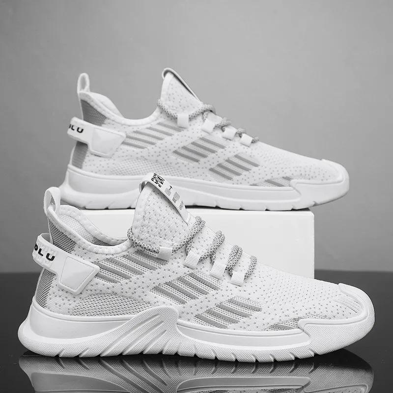 Sport Shoes for Men's Spring and Summer New Style Breathable Flying Mesh Men's Shoes for Students' Casual Running Shoes for Green Fashionable Trendy