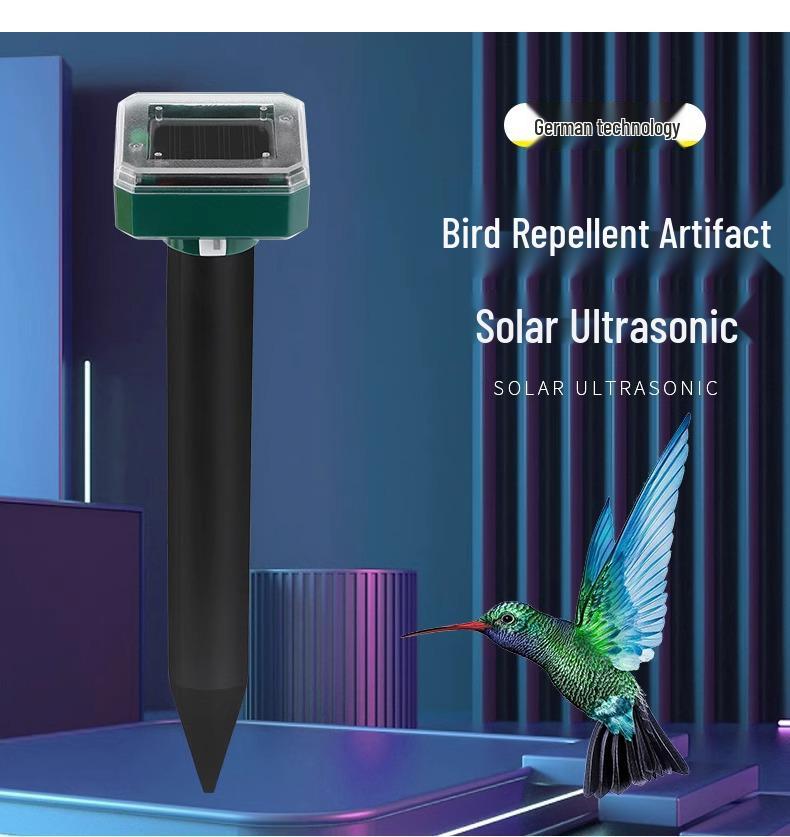 Solar Ultrasonic Bird Repeller for Home, Balcony, and Orchard - Effective Bird and Pigeon Deterrent