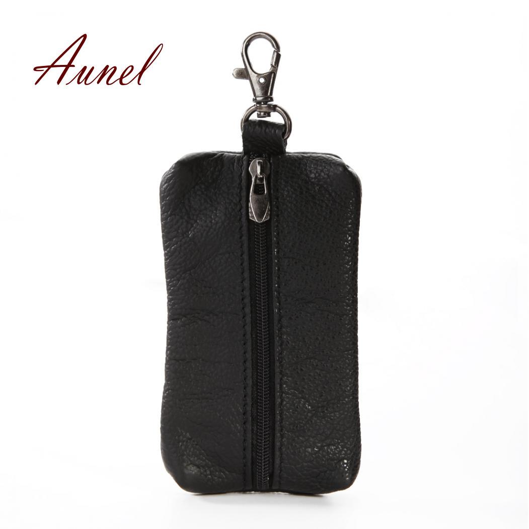 

Кожанный кошелек- брелок для ключей чёрный