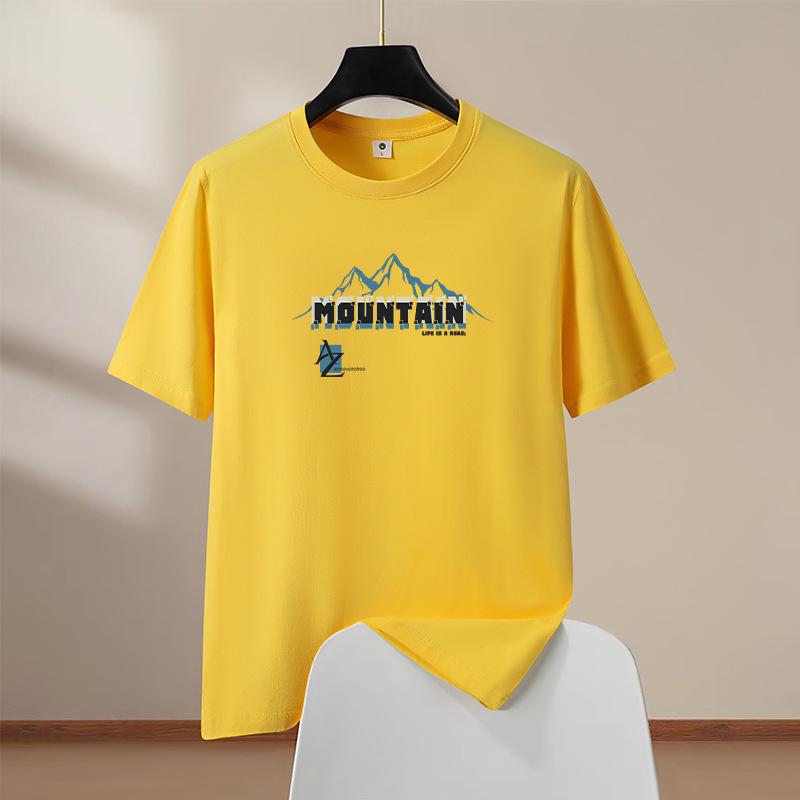 

S-6XL Oversized Cotton T-Shirt Men Short Sleeve Loose Fit Tee Comfort Summer Streetwear XXXL жовтий