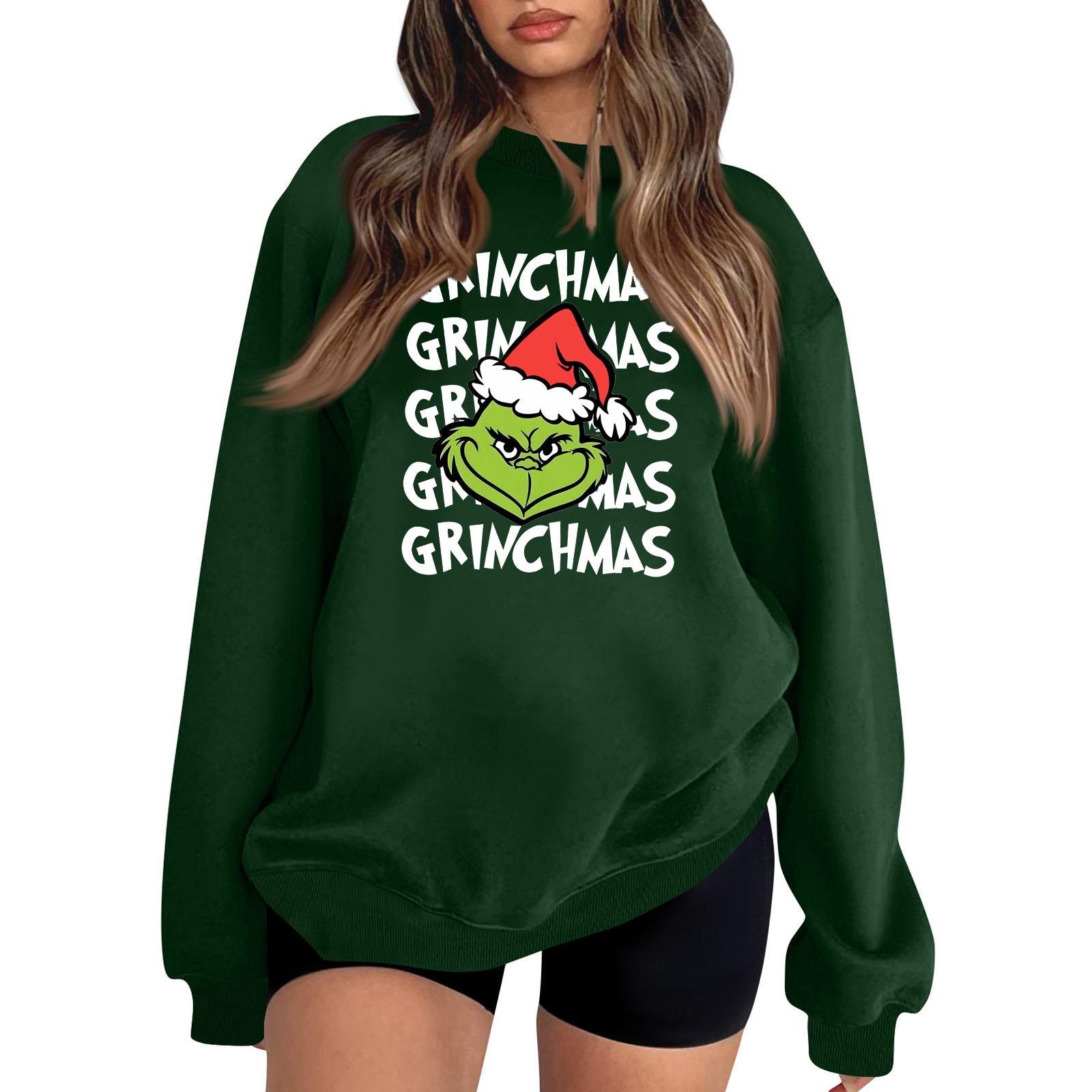 

Женская мода повседневный принт повседневный длинный рукав круглый вырез толстовка топ L