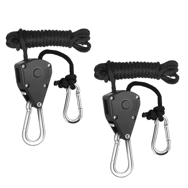 2-Pack Heavy-Duty Ratchet Pulley Clamps, 150 Lb Load Capacity, 1/8" Lifting Lanyard, Durable Plastic Material, Secure Lifting Tent Accessories