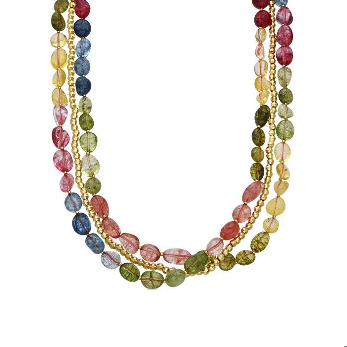 Collier Luxenter en argent 925 et finition on or 18 carats avec cristaux multicolores - Xiua