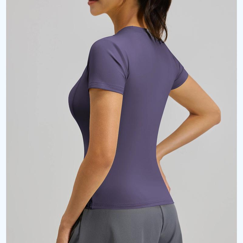 New Summer Women's Sports Tights Yoga Wear Short sleeved Tops Female Running Fitness T-shirts