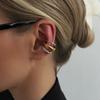 Stainless Steel Chunky Triple Ring Clip-On Earrings Statement Non-Piercing Ear Cuffs Cartilage Trendy Punk Jewelry for Women