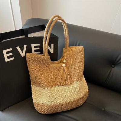 Straw Woven Bag Women's Bag Large Capacity 2025 New Spring Leisure Shoulder Portable Niche Design Tote Bag