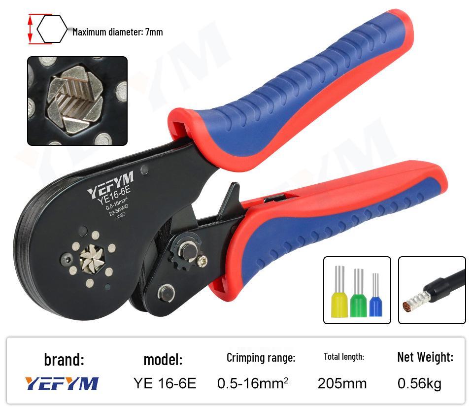 Compact Tube Terminal Crimper Ratchet Tool Set for Electricians