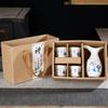 Juego de Sake de Cerámica Japonesa Vintage 1 Botella 4 Vasos Hogar Tradicional Vasos de Cerámica Artesanía Copas de Vino para Beber Caja de Regalo Nuevo
