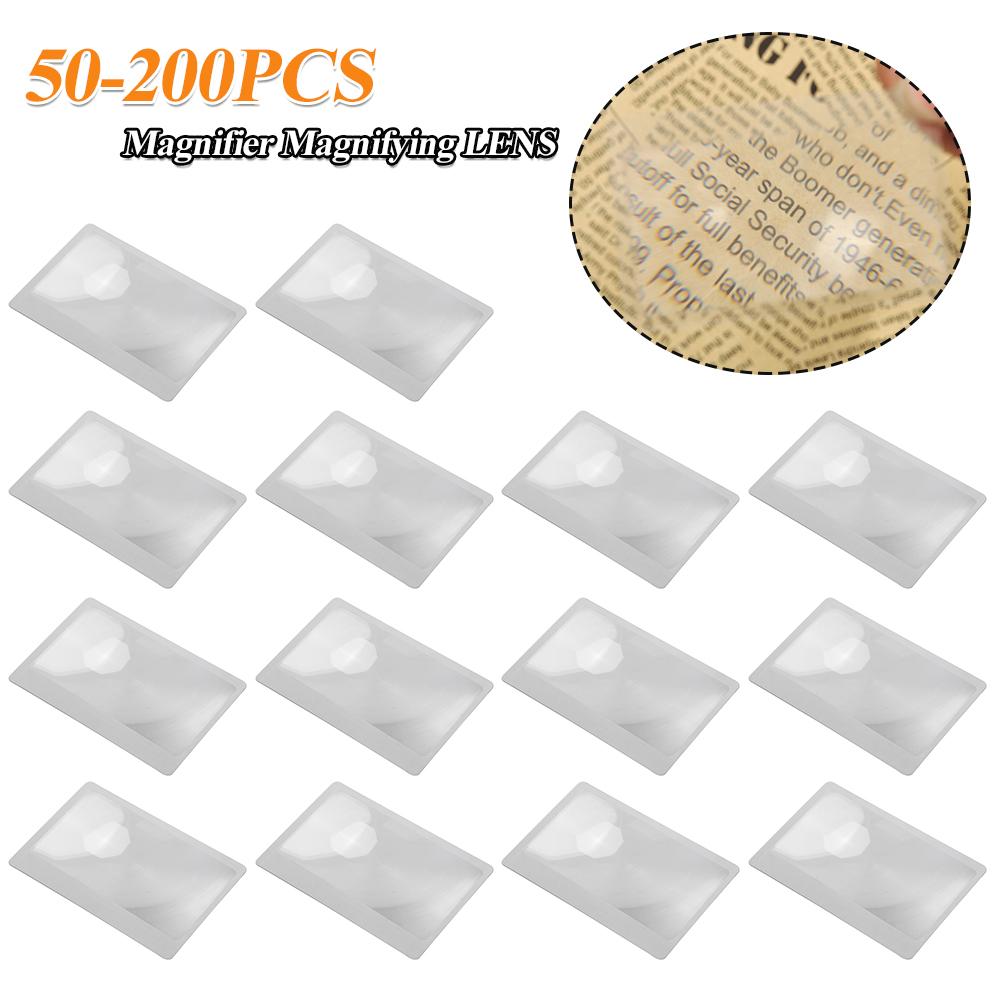 50-200PCS 3X Magnification Magnifier Credit Card Magnifier Fresnel LENS Pocket Credit Card Size Transparent Magnifying Glass