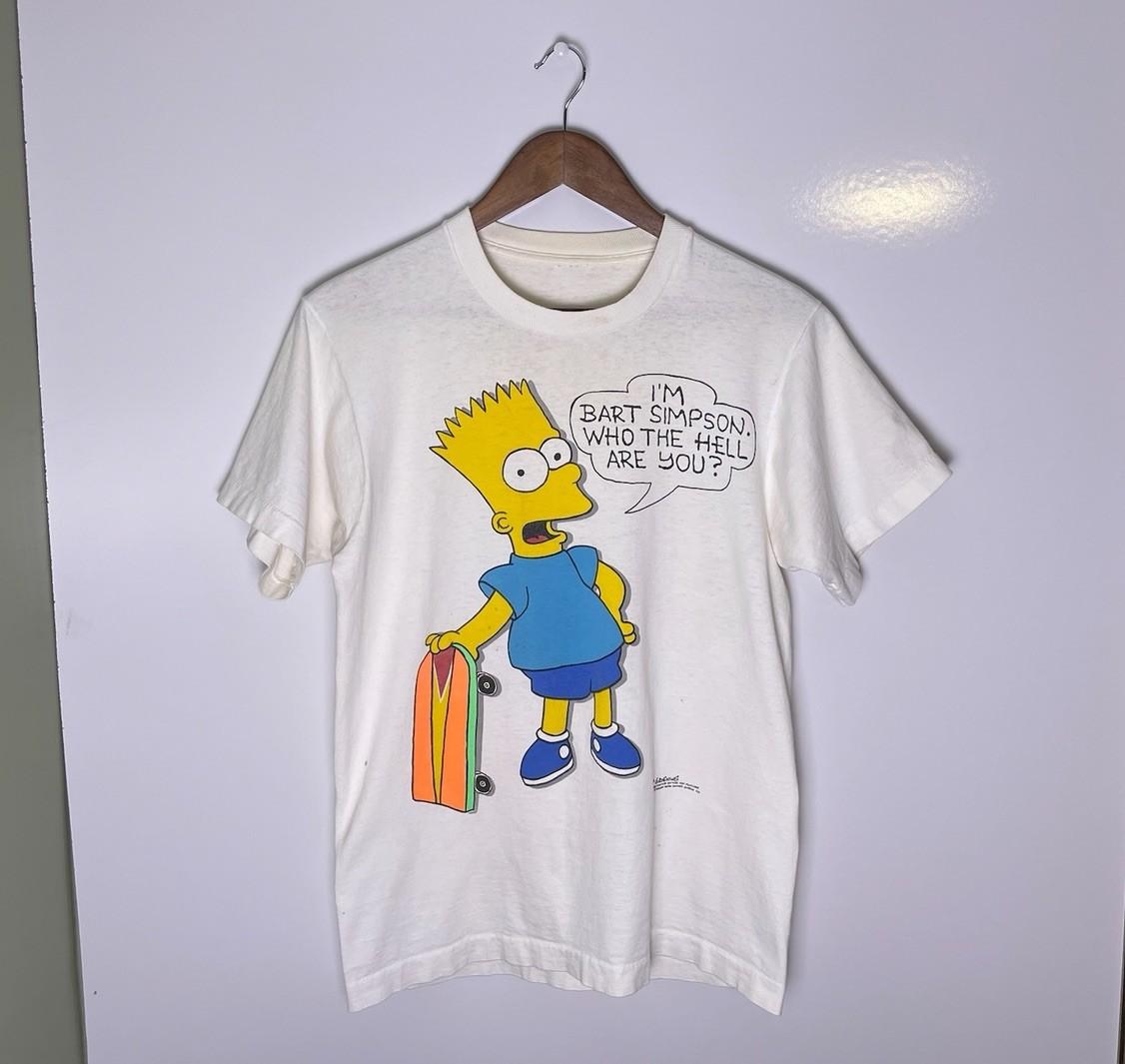 Vtg 80s 1989 The Simpsons Bart Who Are You Single Stitch Cartoon T-Shirt Size L S