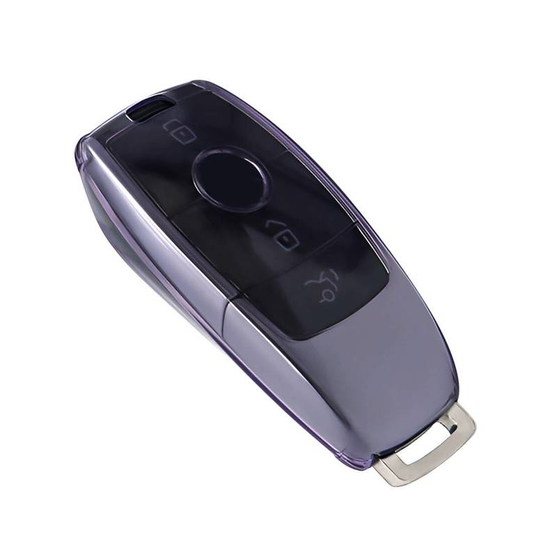 Car Key Cover Fob Case Shell With Keychain Fit For Mercedes-Benz A B C E G S Class CLA C118 CLS C257 Transparent-Purple TPU