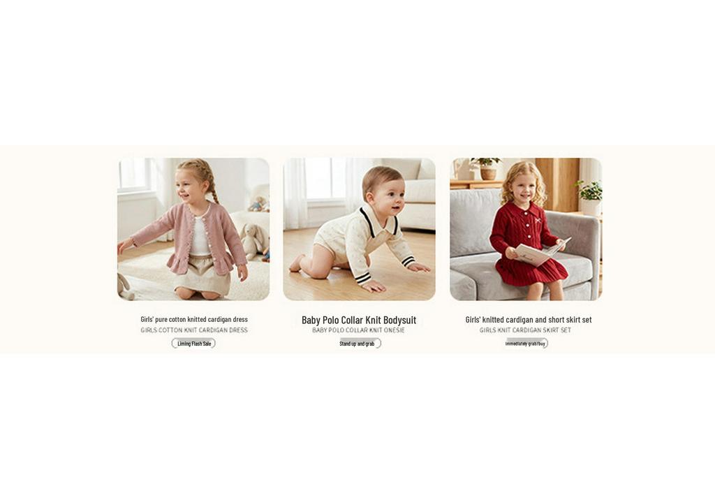 Personalized Pure Cotton Knitted Baby Girl Sweater & Cardigan Set with Logo Printing