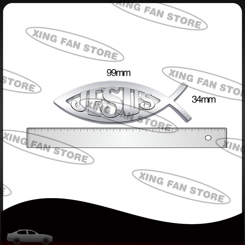 Auto Styling Jesus Fish Symbol Chrome Black Blue Red Emblem Car Rear Trunk Badge Decal Body Sticker For Motorcycle And Truck