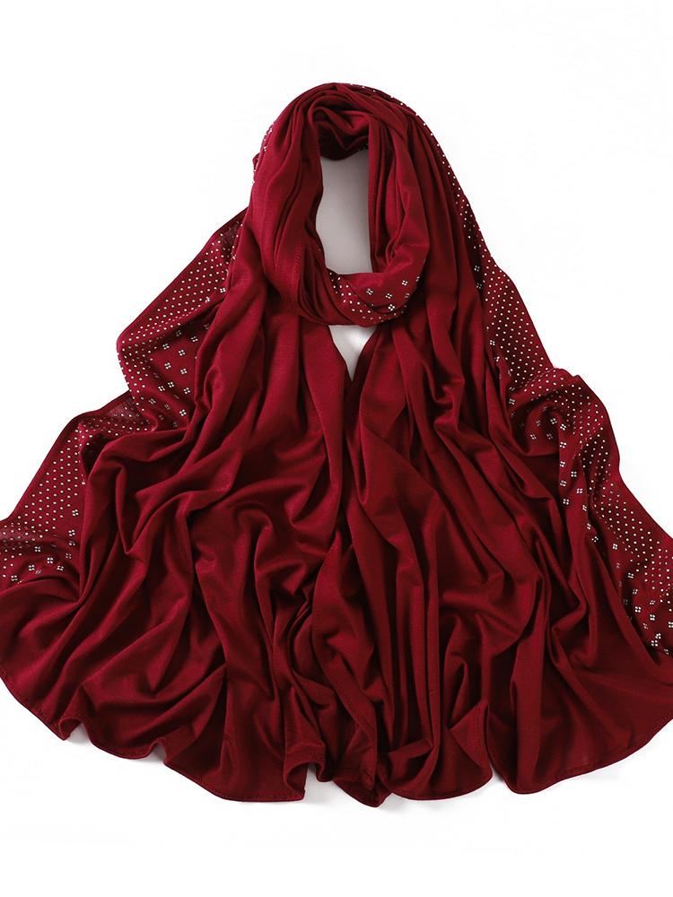 Bling Diamonds Star Jersey Hijab Scarf Muslim Rhinestone Turban Femme Musulman African Head Wraps Arab Turkish Hijabs for Women