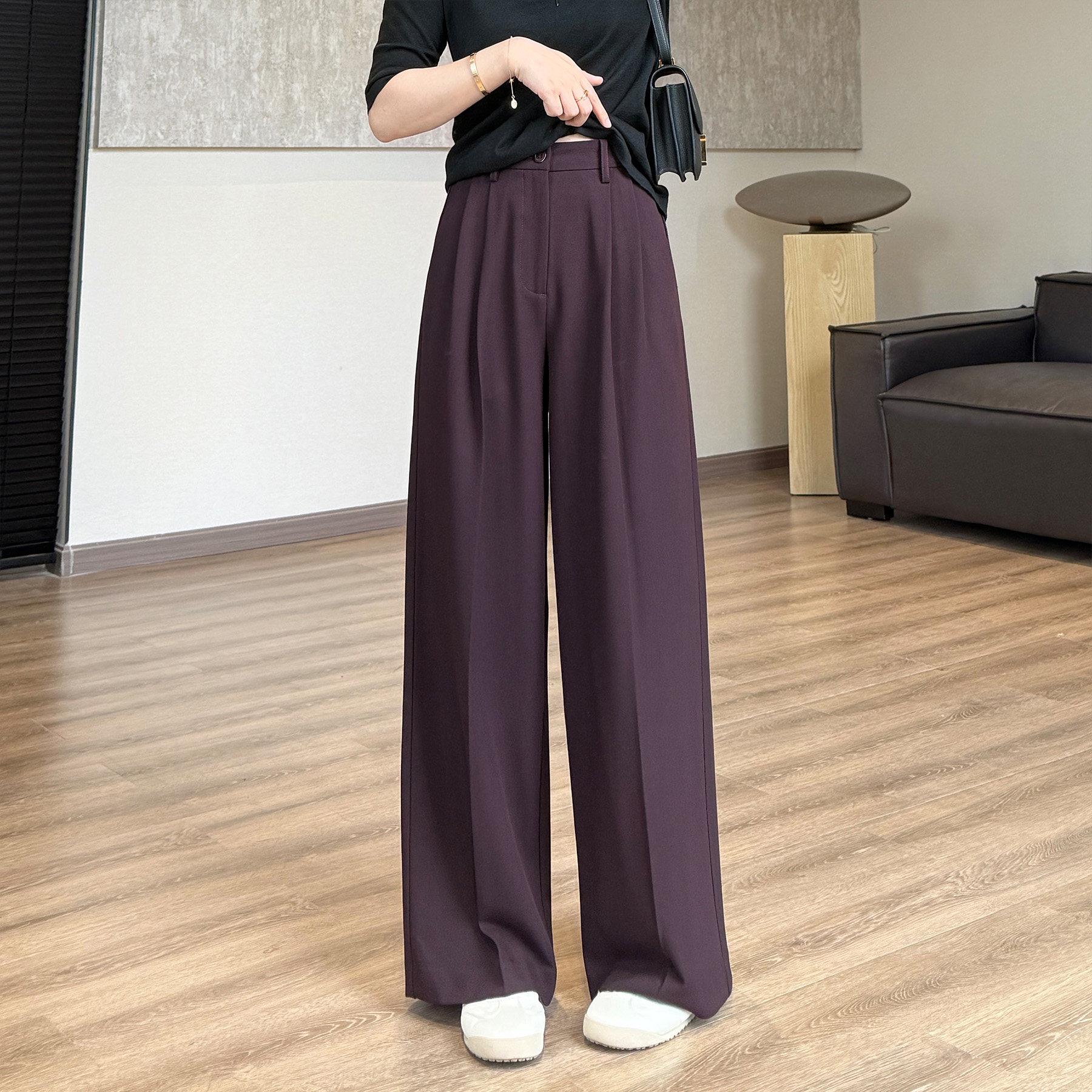 Non-Returnable Tencel Wool Draped Wide-Leg Pants - Quality Casual Women s Wear S