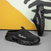 Black Mens Half Slippers Summer Breathable Mesh Mens Shoes Outdoor Casual Walking Shoes Large Size 46 Flat Light Mesh Sandals