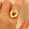 Stainless Steel Green Natural Stone Rings for Women Men Vintage Trend Punk Jewelry Gold Color Opening Ring Waterproof Gift New