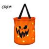 Durable Fabric Pumpkin Treat Bag Glowing Candy with LED Lights, Reusable Halloween Trick or Pail Tote for Kids, Handbag Party Favors Festival Supply